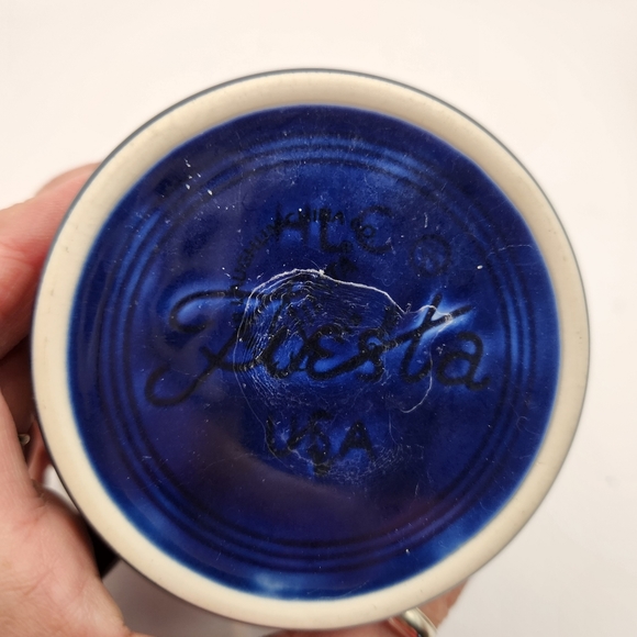 Homer Laughlin Fiestaware Ring Handle Mugs, Cobalt Blue, Set of 4 - Picture 4 of 7